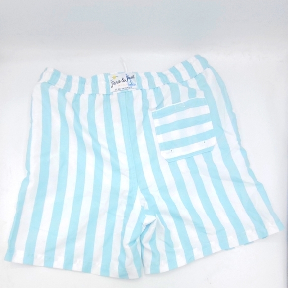 JANIE AND JACK RECYCLED STRIPED SWIM TRUNK IN AQUA STRIPE SIZE 12 - Picture 12 of 16